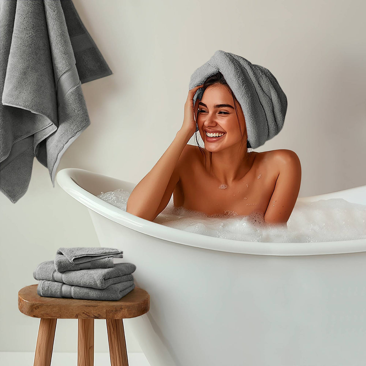 800GSM - 2 Piece Set Bath Sheet Antimicrobial - Gray