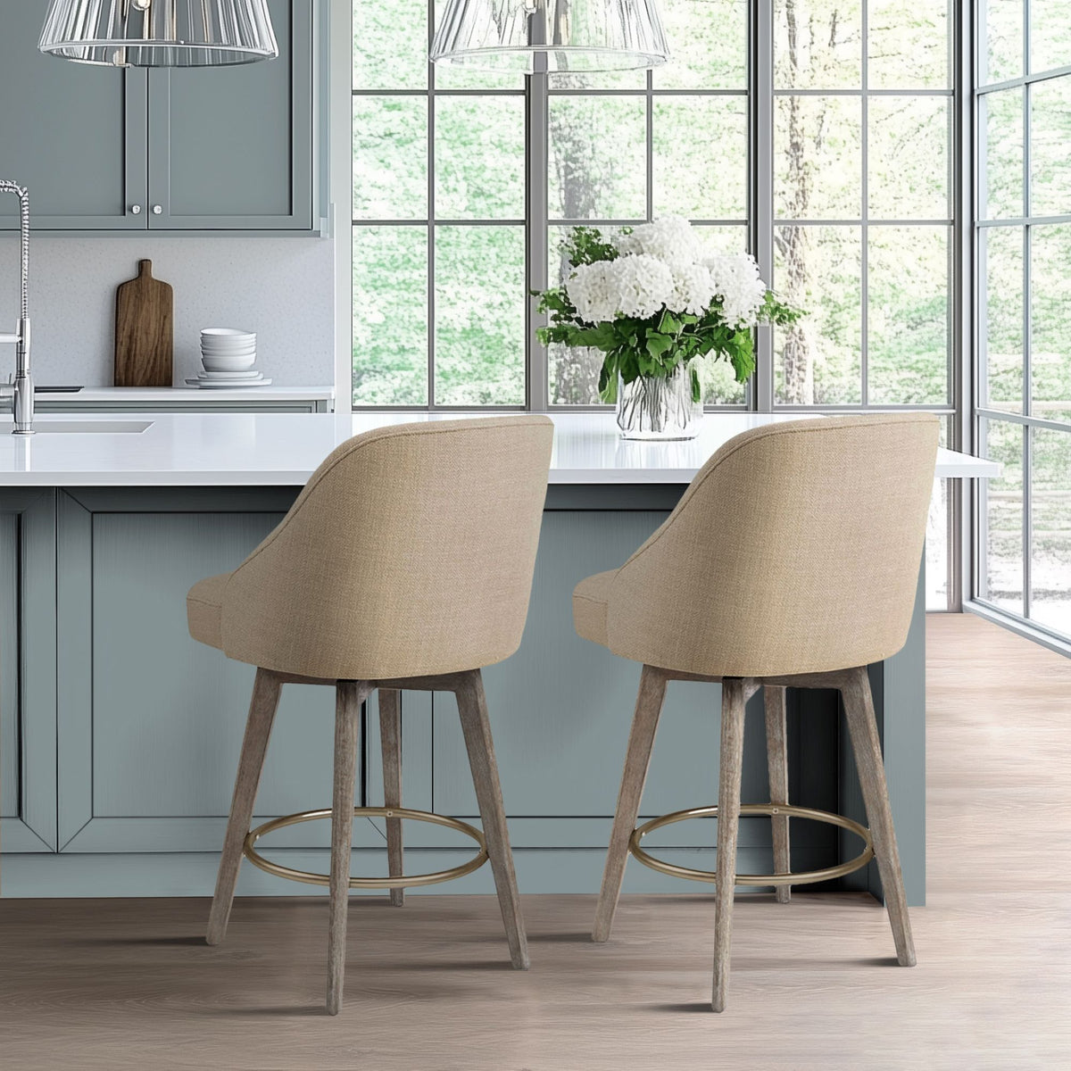 Pearce - Counter Stool With Swivel Seat - Sand