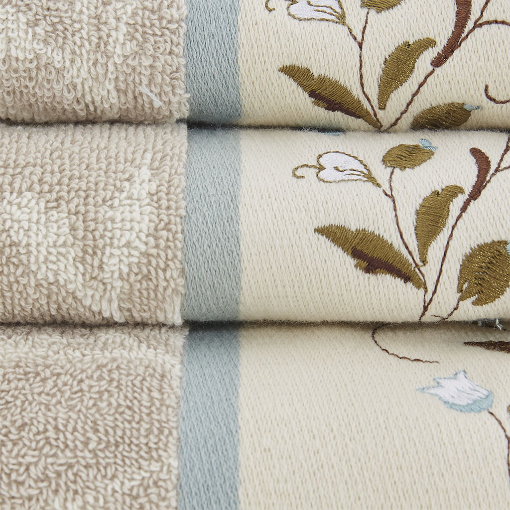 Serene - Jacquard 6 Piece Towel Set - Blue