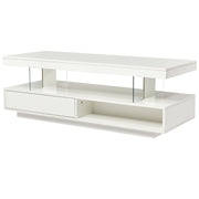 LED Coffee Table With 2 Drawers And Display Shelves