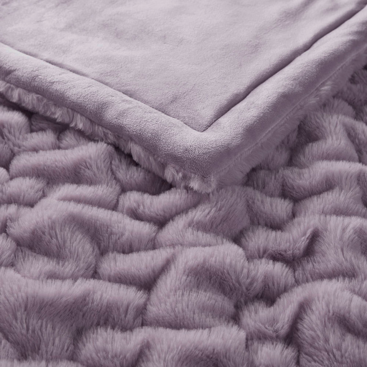 Ruched Fur - Ruched Throw - Lavender