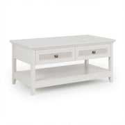 Coffee Table With Drawers & Storage Shelf - White