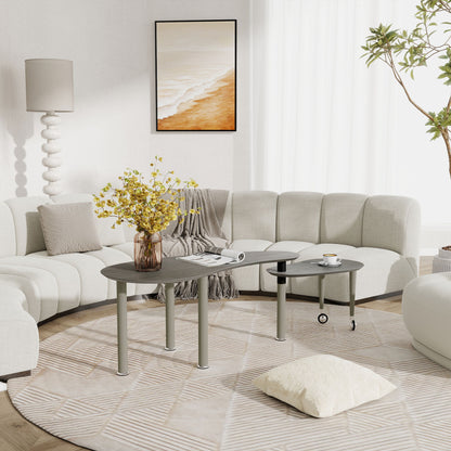 Rotatable Cocktail Table With Solid Legs, 360 Degree Rotating