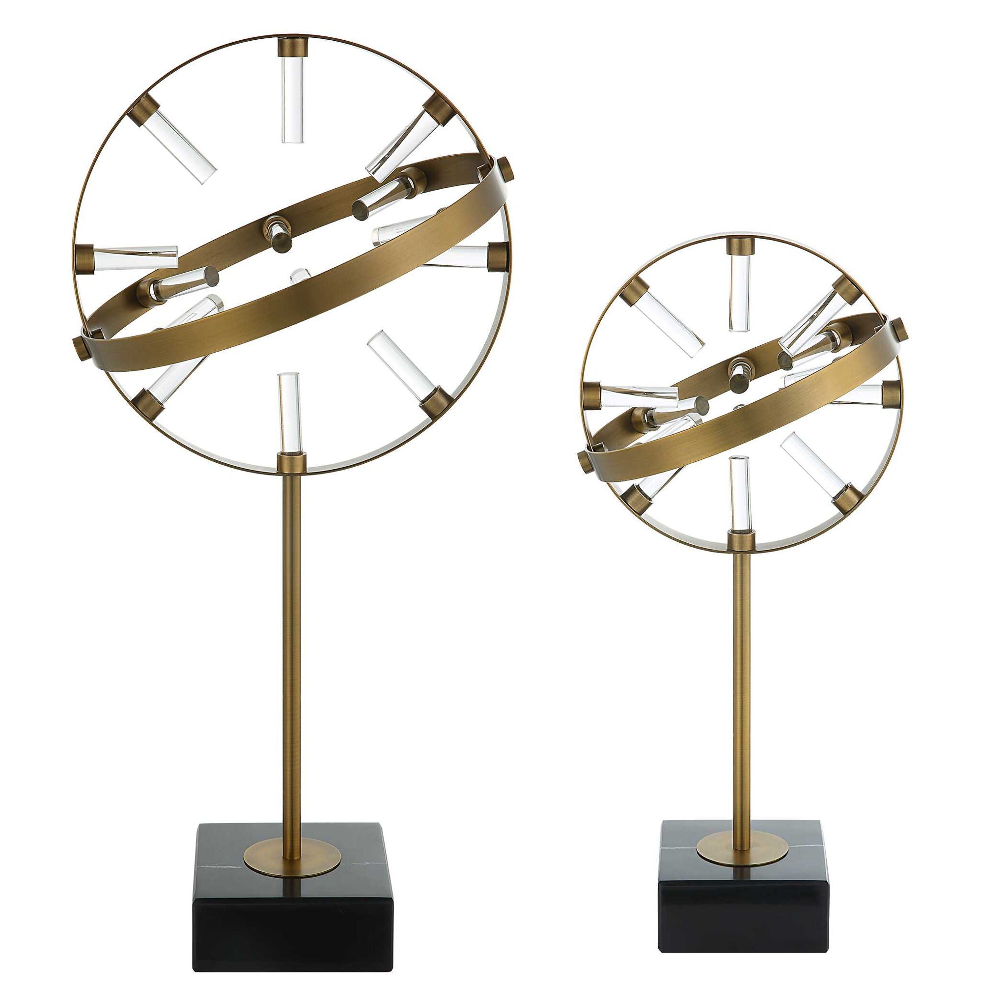 Realm - Spherical Brass Sculptures (Set of 2) - Gold