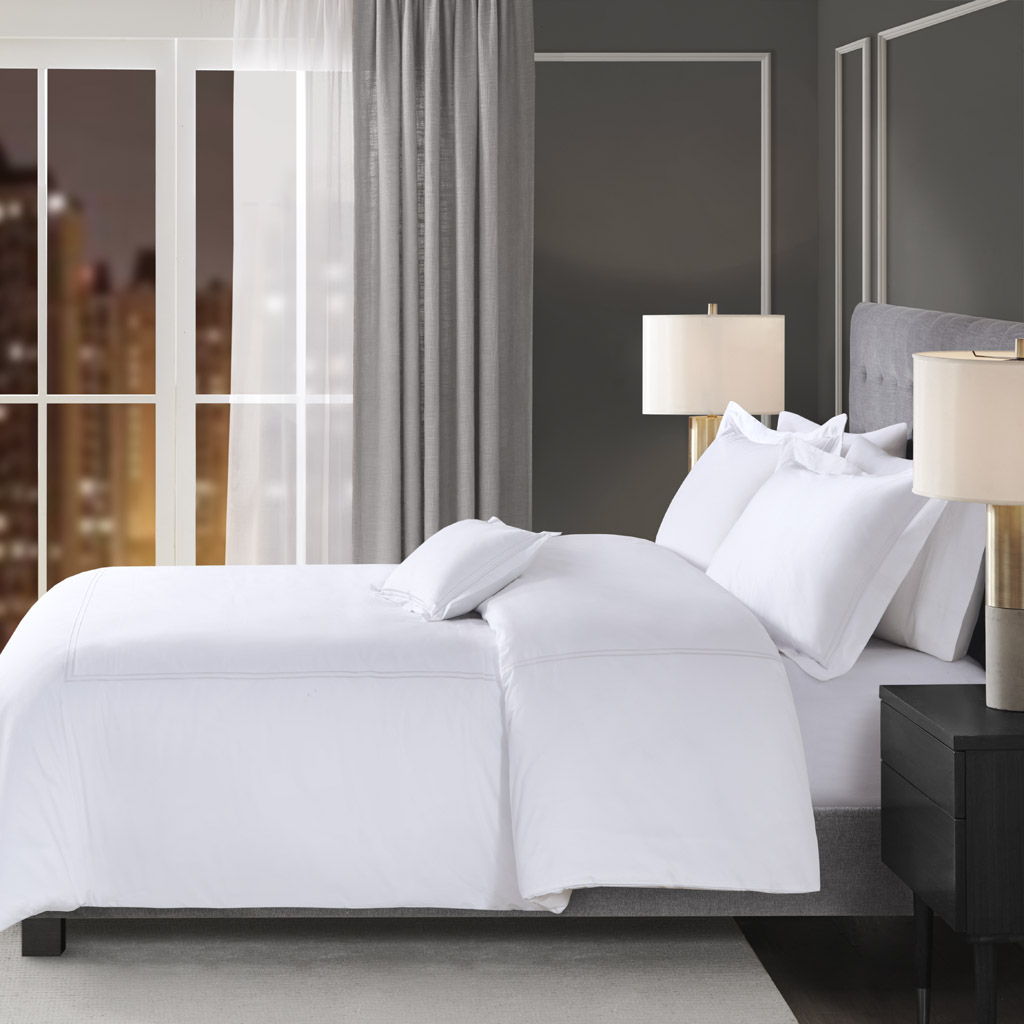 500 Thread Count Luxury - King Sateen Embroidered Comforter Set - White