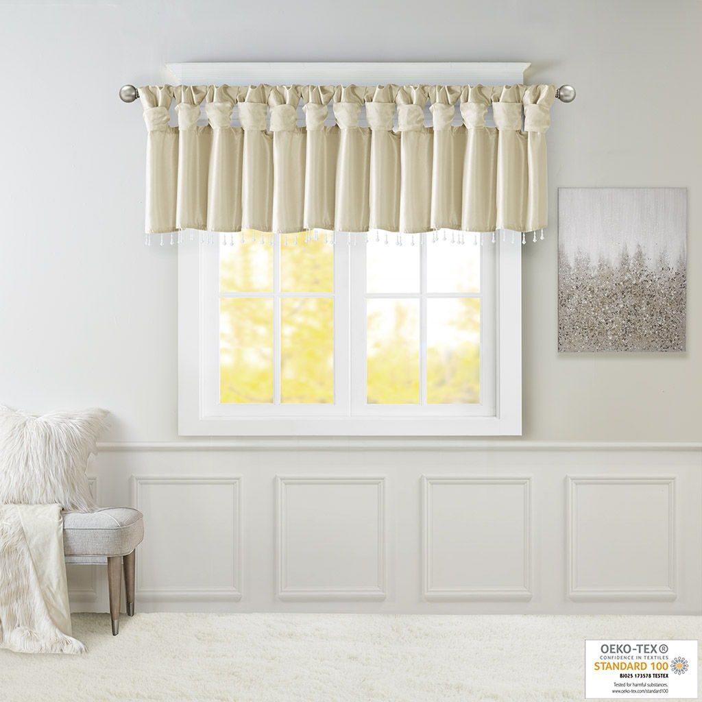 Emilia - Lightweight Valance With Beads - Champagne
