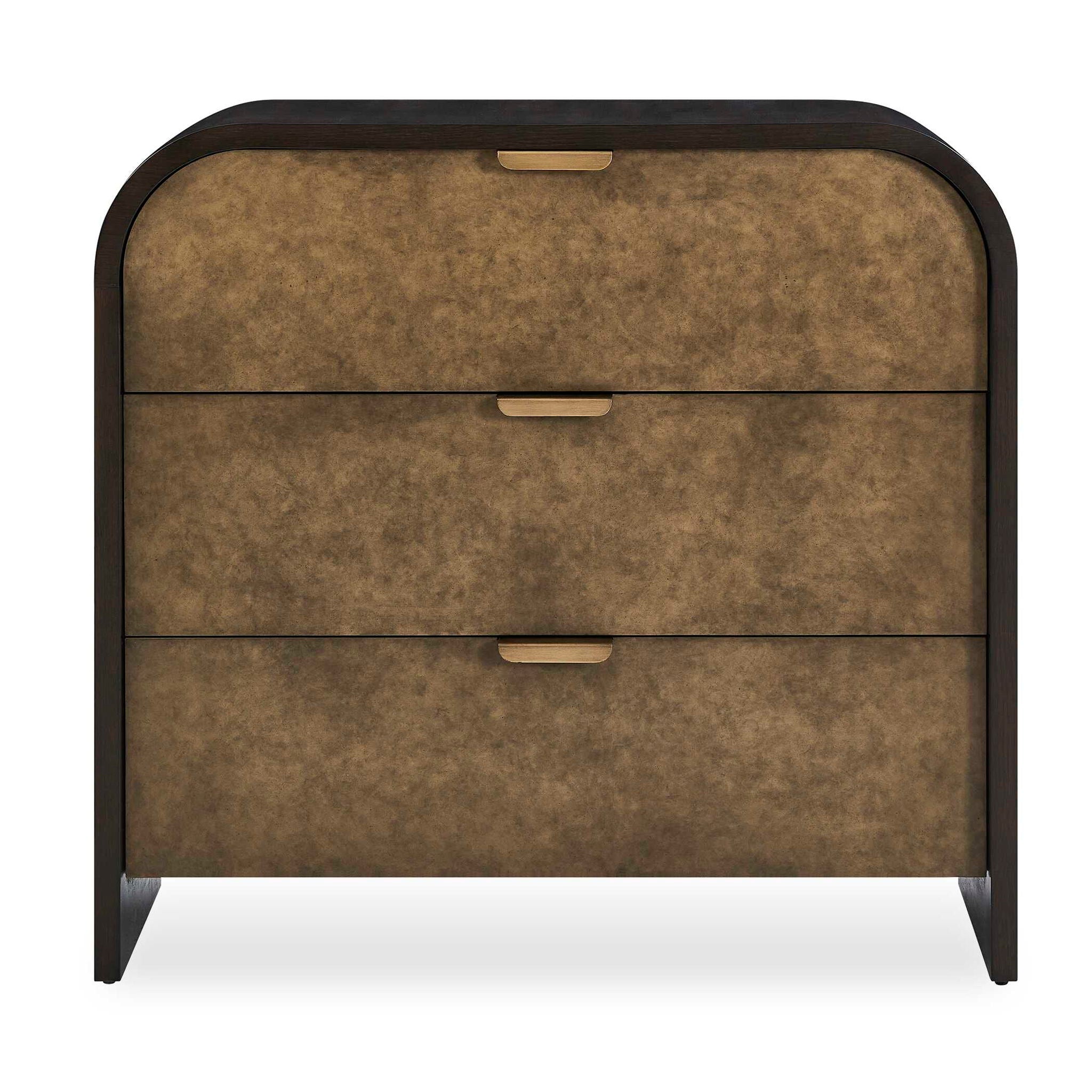 Byrams - 3 Drawer Oak Chest - Brown / Gold / Woodtone