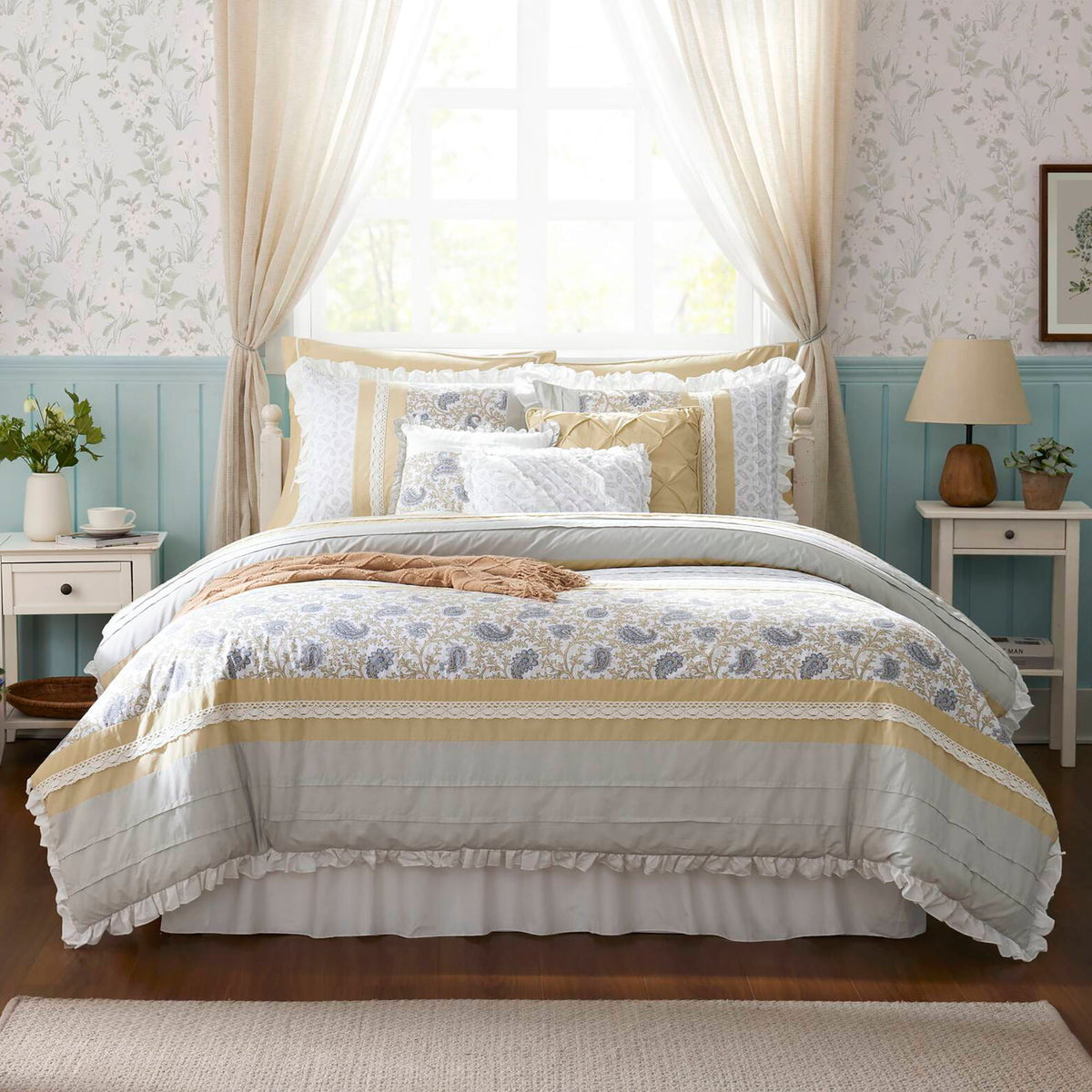 Dawn - King 9 Piece Comforter Set - Yellow