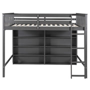 Loft Bed With 8 Open Storage Shelves And Built In Ladder
