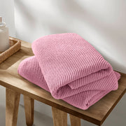 Diagonal Ribbed - 4 Piece Bath Towels Set - Pink