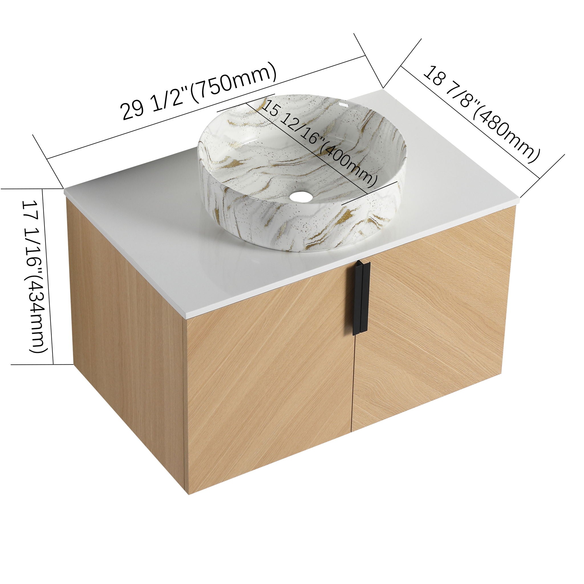 Wall Mounted Bathroom Vanity & Art Sink