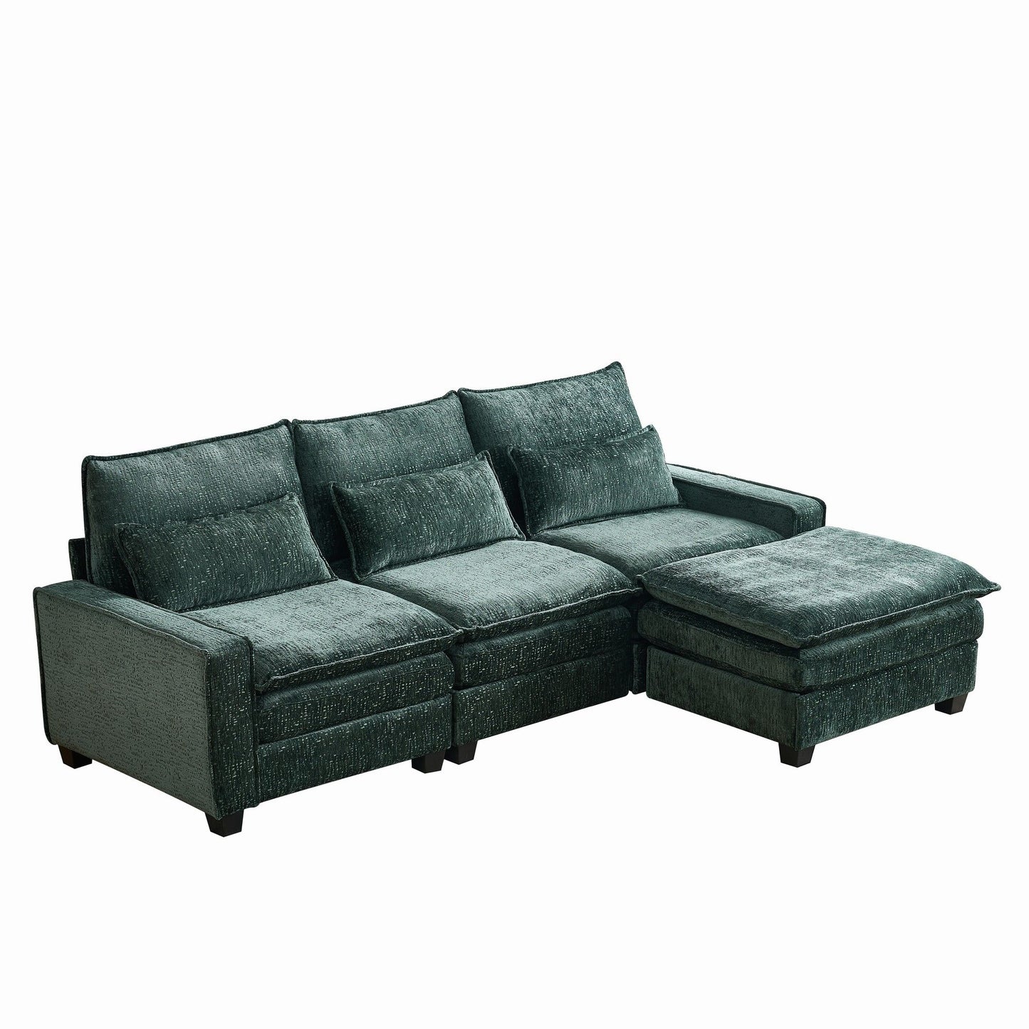 Modern Comfy L Shaped Sectional Sofa With Movable Ottoman