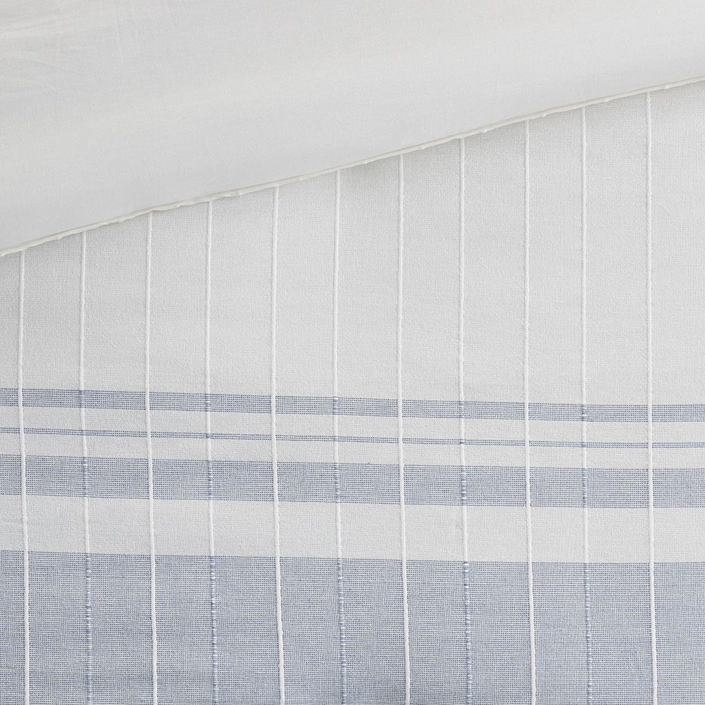 Morgan - 5 Piece Cotton Jaquard Duvet Set - White / Blue