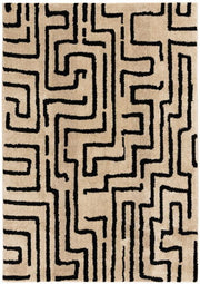 Timworth - 8' x 10' Washable Rug - Black / Beige