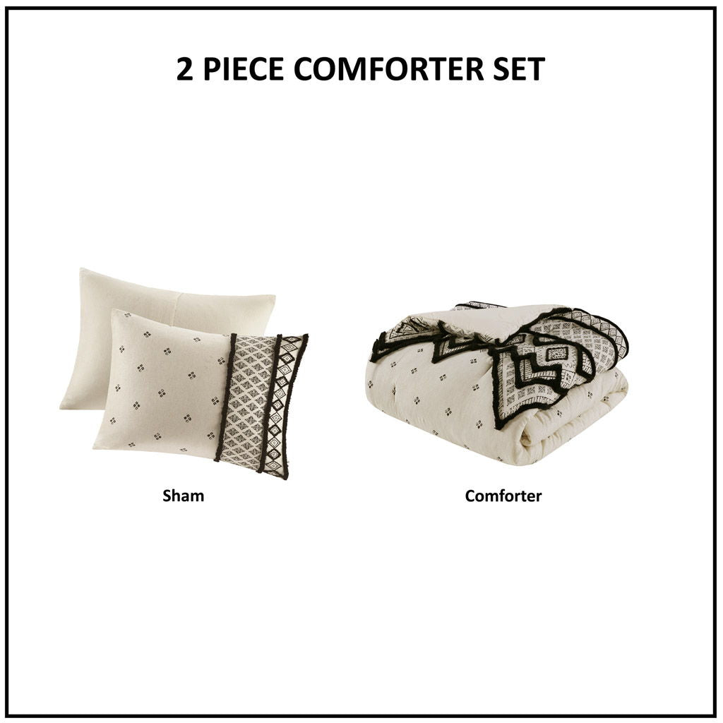 Marta - 3 Piece And Flax Linen Blend Comforter Set - Natural
