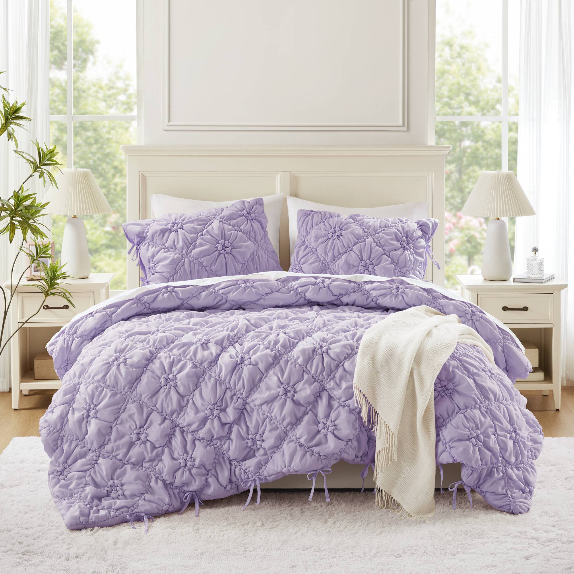 Lily - Full/Queen 3 Piece Comforter Set - Purple