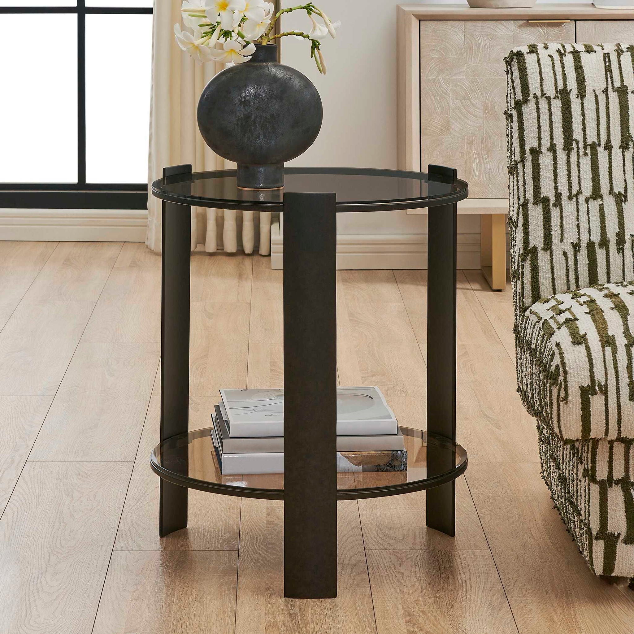 Hanson - Side Table - Bronze & Dark Glass