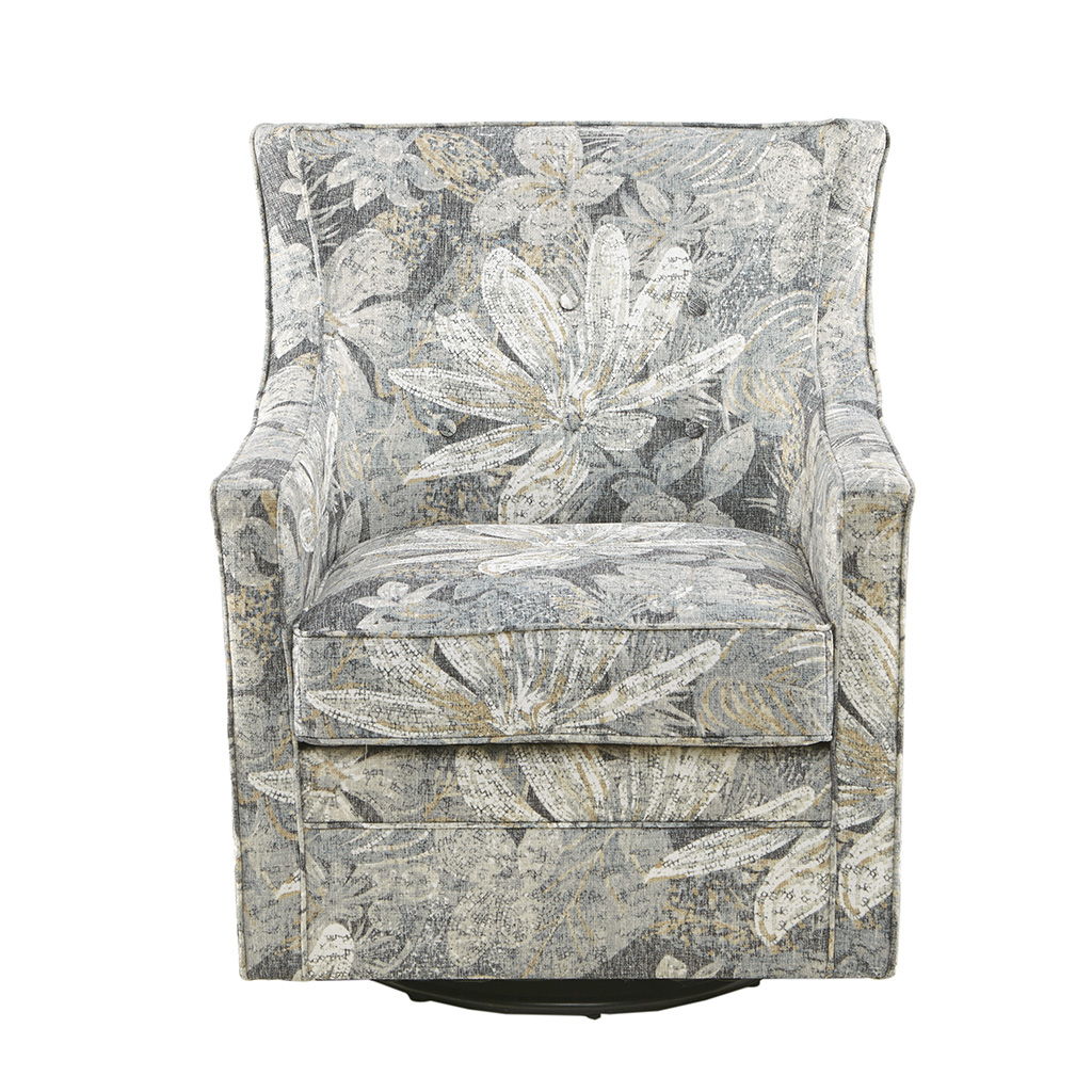 Alana - Curve Back Swivel Glider Chair - Blue Multi