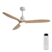 60" DC Motor Ceiling Fan With Light, 3 Blades, 18W LED 3 Color Dimmable With Memory, 6 Speed Lcd Remote Control, Reversible Motor, Timer Setting (1 / 4 / 8 H) - White