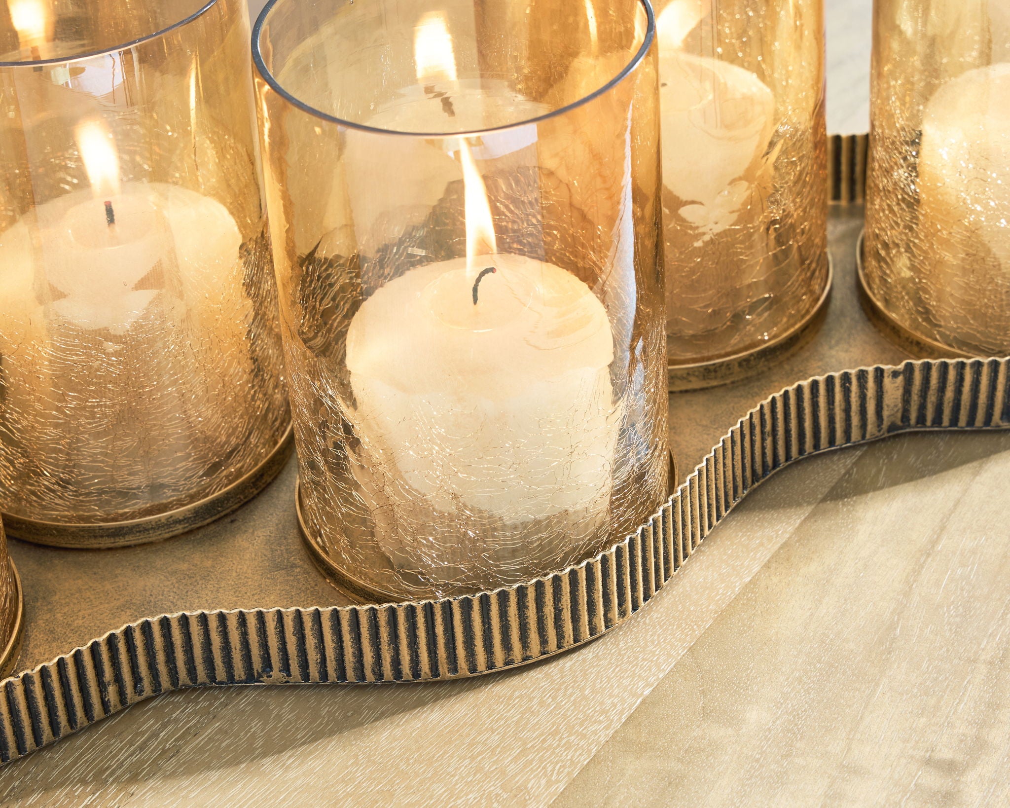 Evereton - Candle Holder - Antique Gold Finish