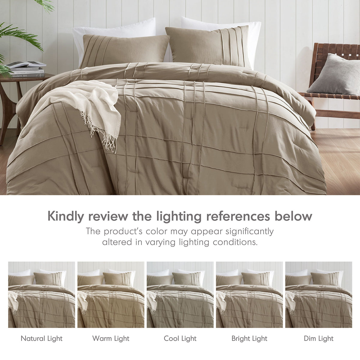 Porter - Queen Soft Washed Pleated Comforter Set - Khaki