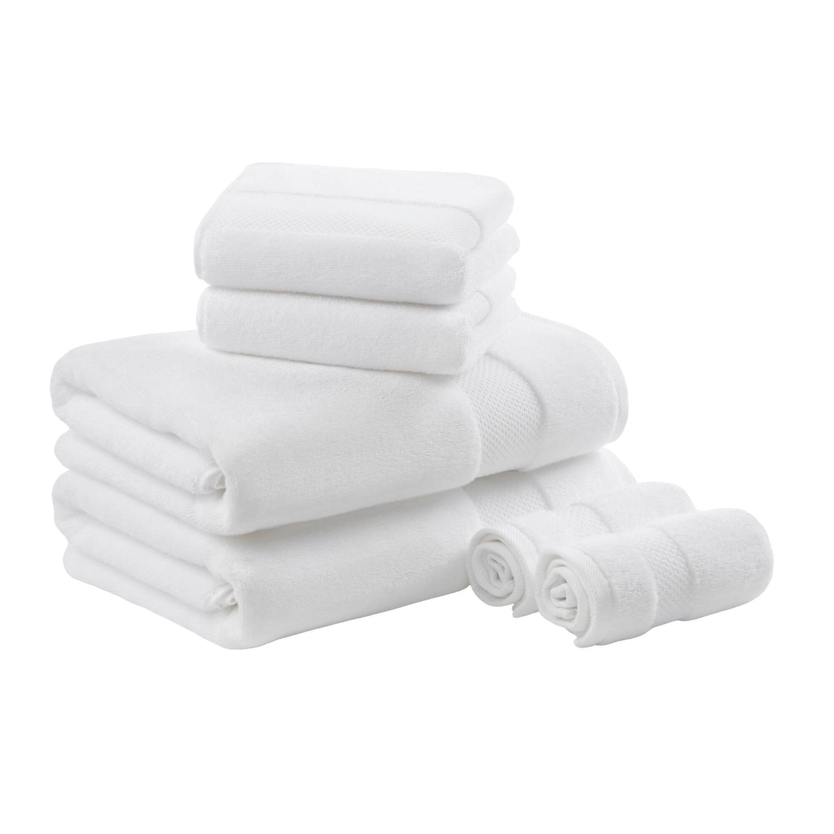 Turkish - 6 Piece Bath Towel Set - White