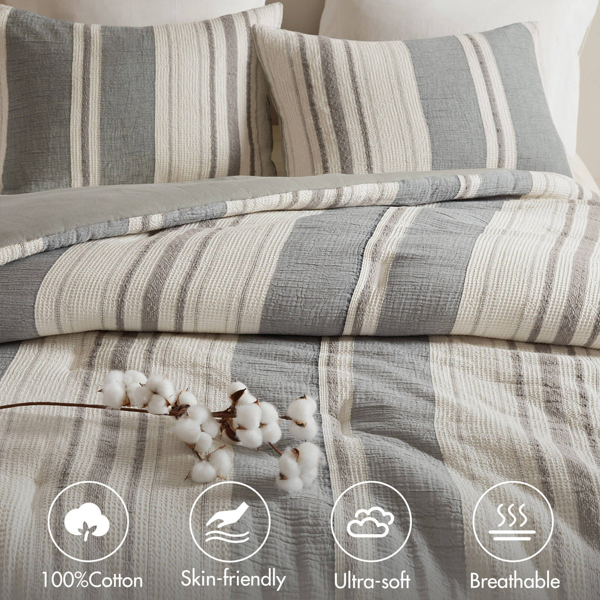 Mesa - 3 Piece Full/Queen Comforter Set - Gray