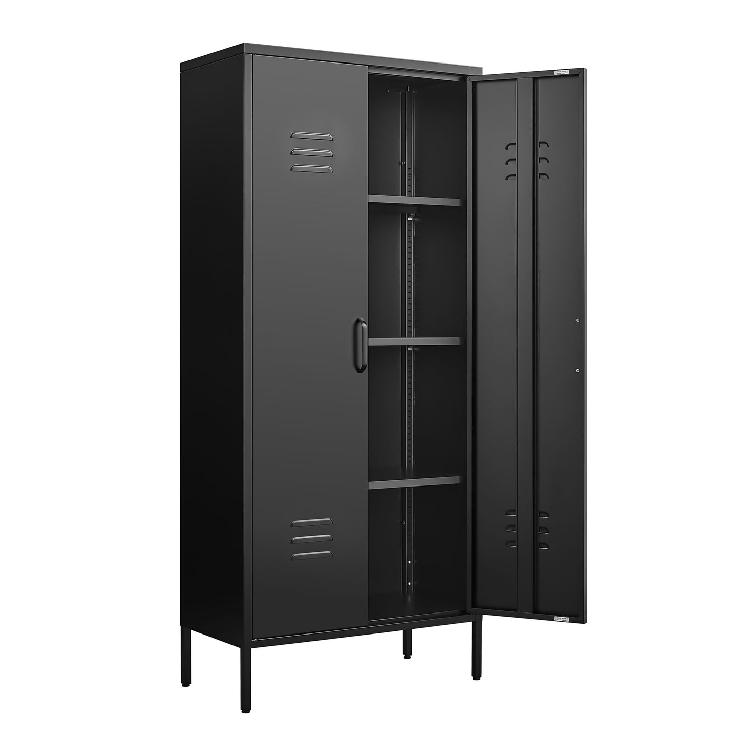Storage Locker Cabinet With Adjustable Shelves Durable Construction With Breathable Design And Easy Assembly - Black
