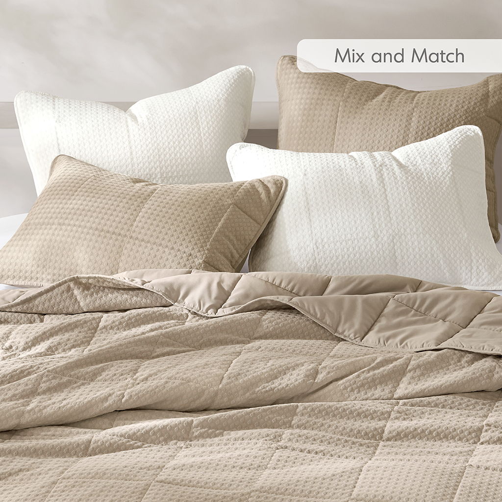 Mina - Twin/Twin Long Waffle Weave Textured Quilt Set - White
