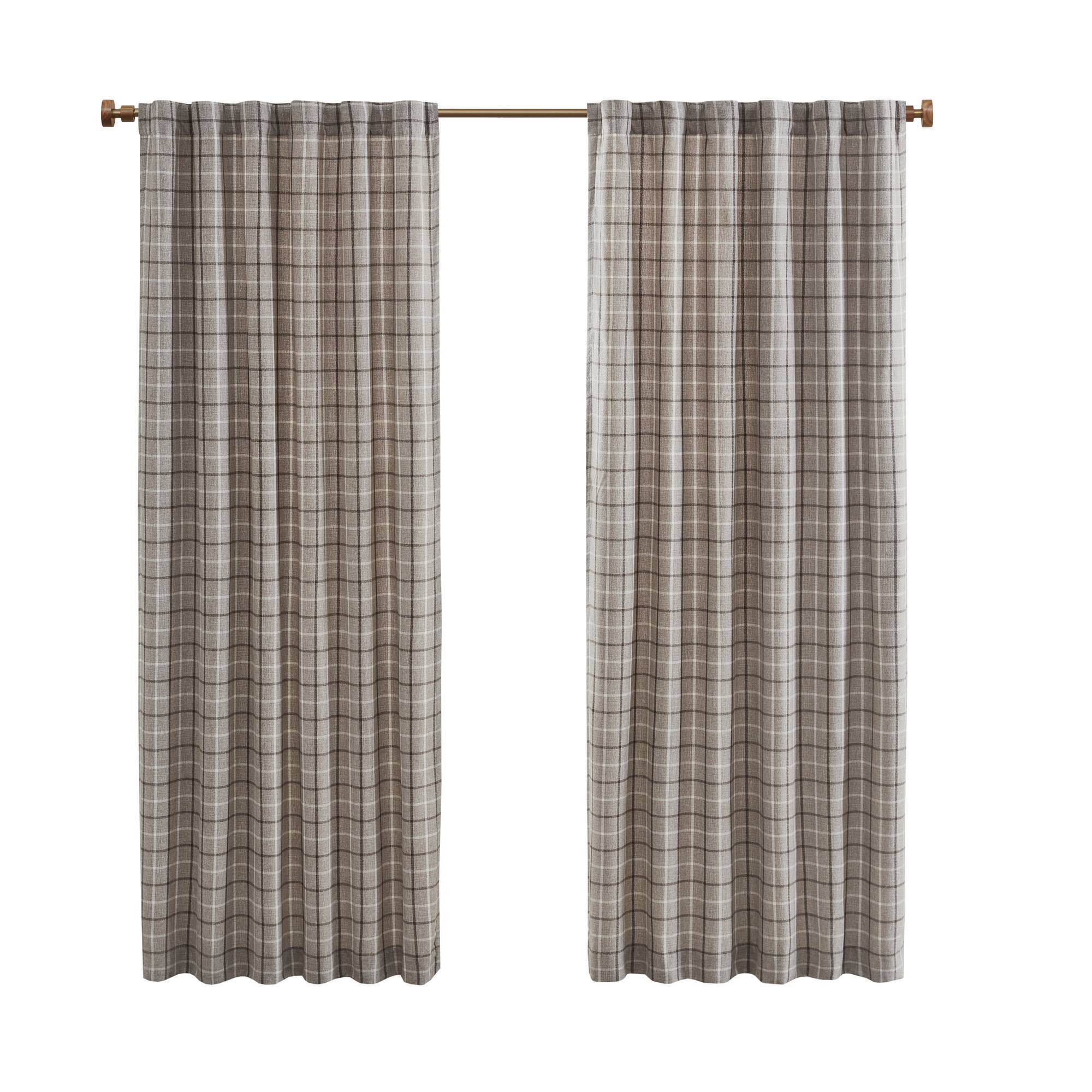 Anaheim - Plaid Rod Pocket And Back Tab Panel - Brown