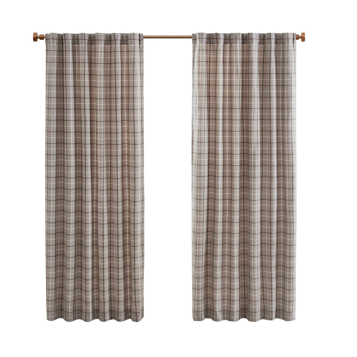 Anaheim - Plaid Rod Pocket And Back Tab Panel Casual - Brown