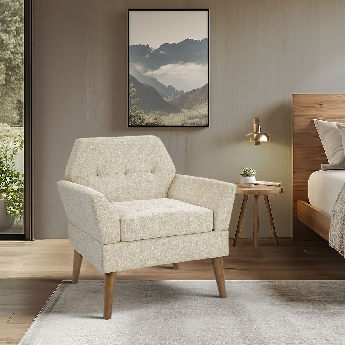 Newtin - Mid-Century Modern Lounge Chair - Beige