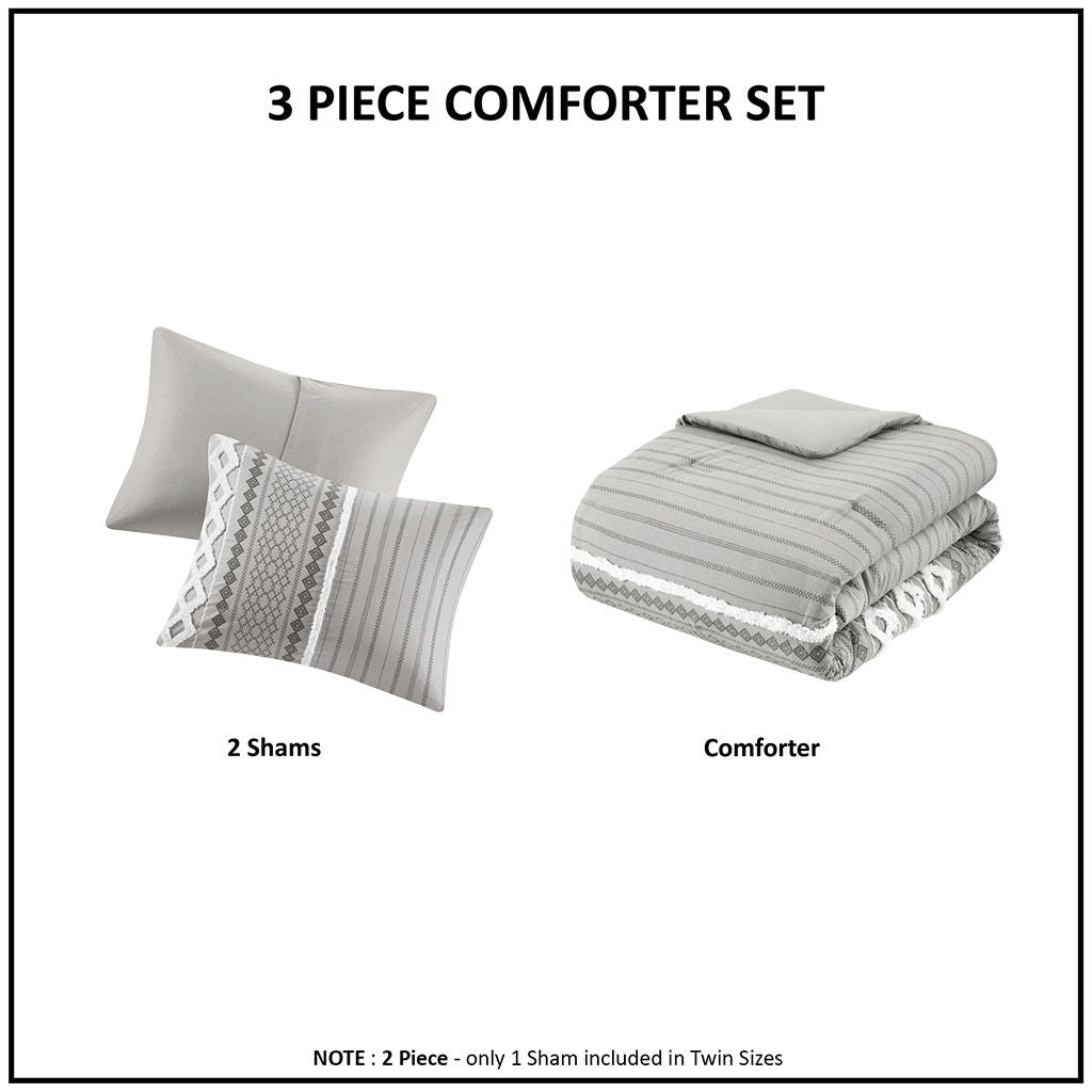 Imani - King Printed Comforter Set With - Ivory