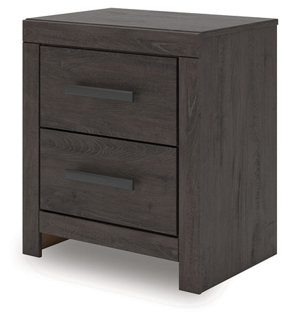 Prendonea - Two Drawer Night Stand - Charcoal