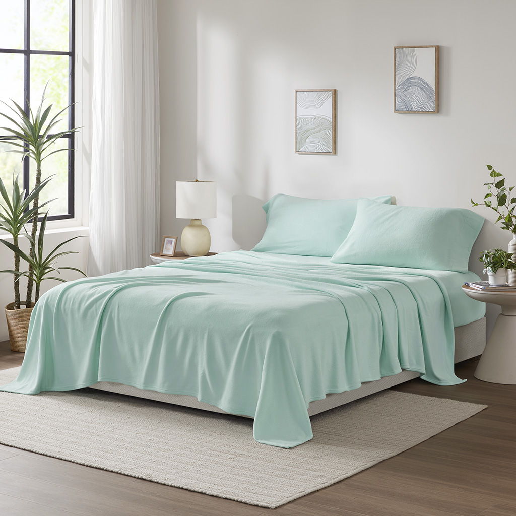 Micro Fleece - 4 Piece King Sheet Set - Aqua