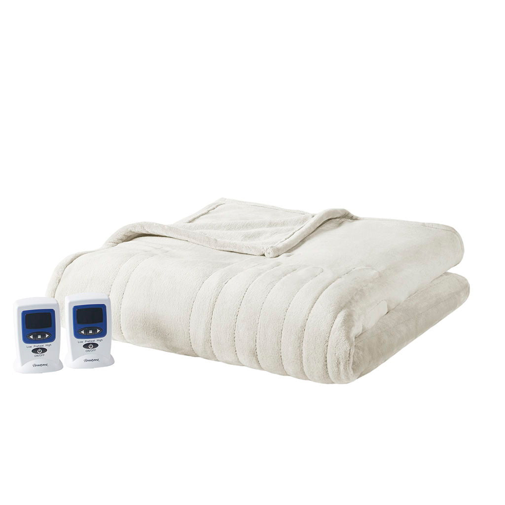 Microplush - Queen Heated Blanket With Wifi Technology - Ivory