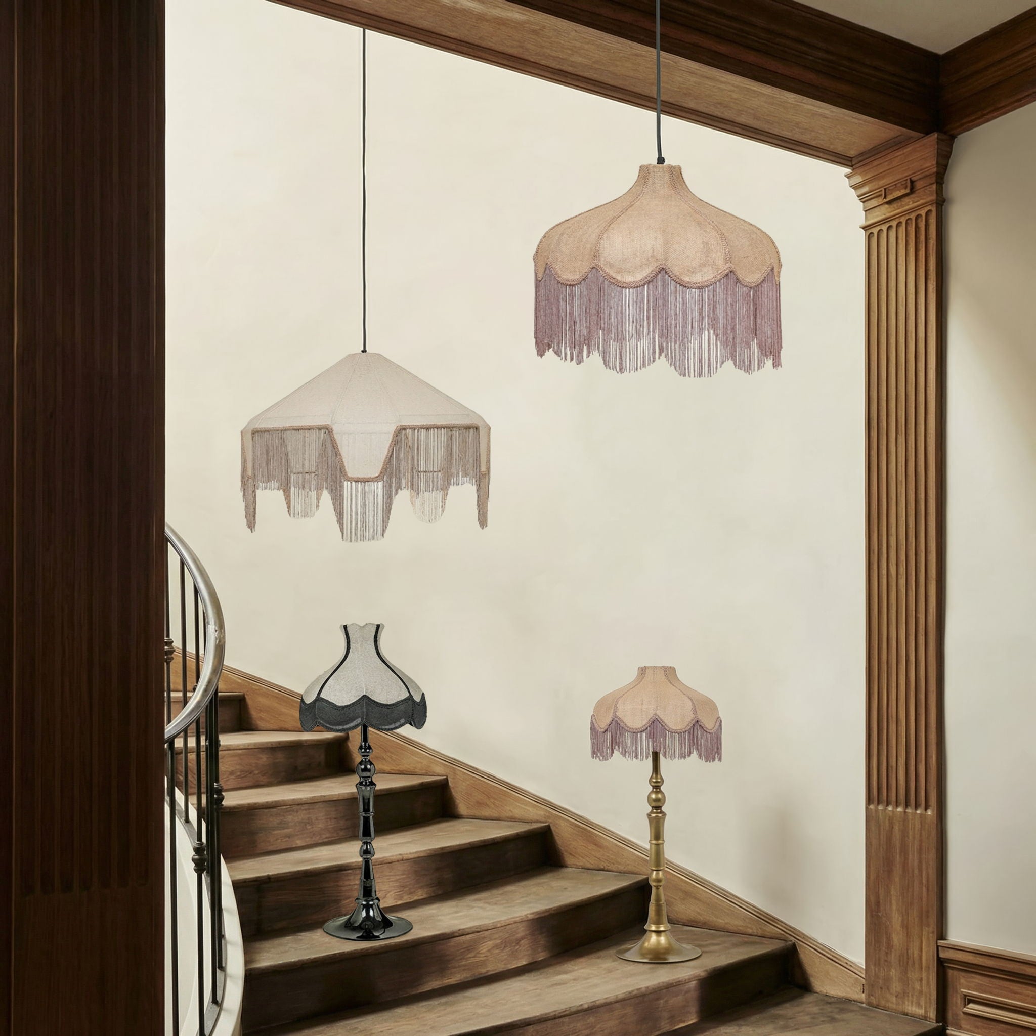 Buchanan - Jute Fringed Scalloped Table Lamp - Pink