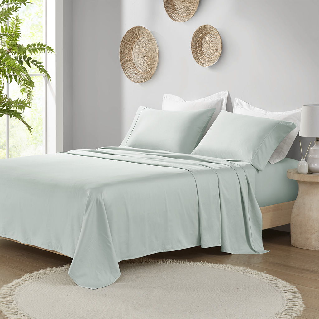300 Thread Count Organic Cotton - King Deep Pocket Sheet Set - Aqua