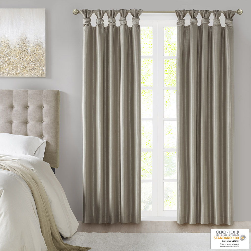 Emilia - 95" Twist Tab Total Blackout Window Curtain - Pewter