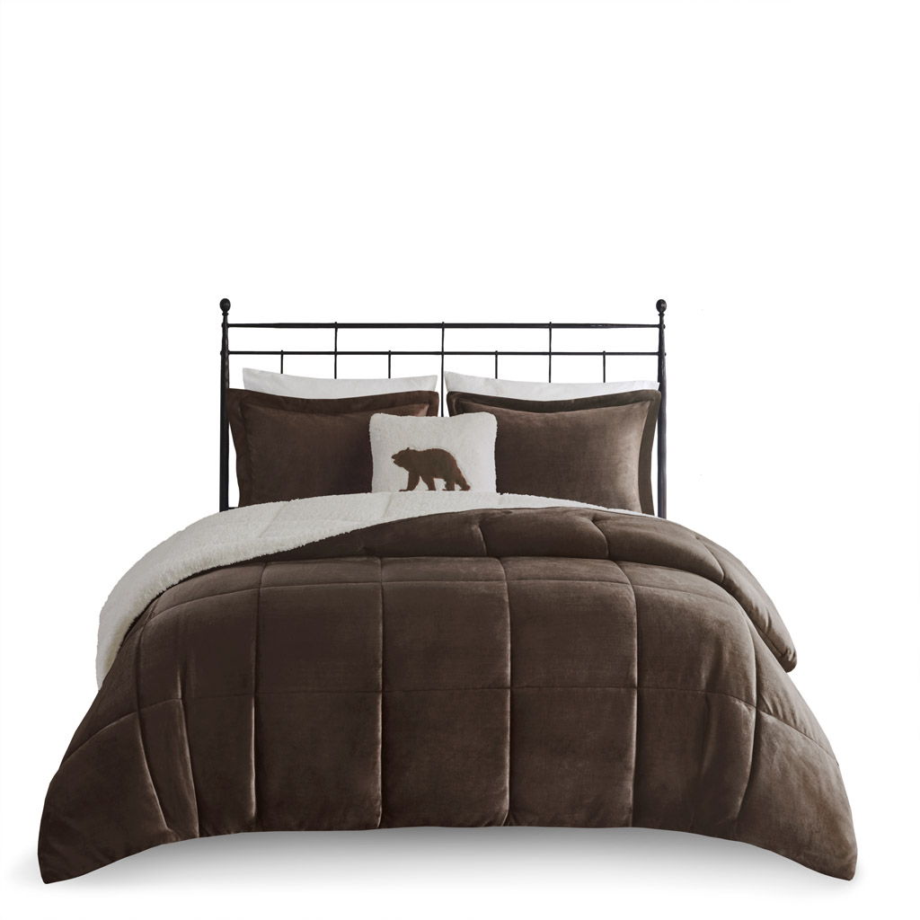 Alton - King Down Alternative Comforter Set - Brown / Ivory
