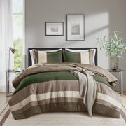 Boulder Stripe - King/California King Pieced Comforter Set - Green