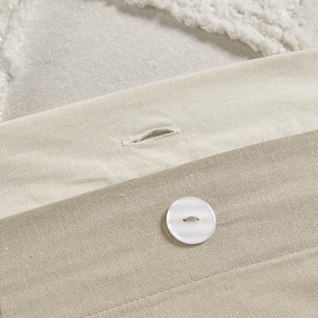 Mila - King 3 Piece Duvet Cover Set With Tufting - Taupe