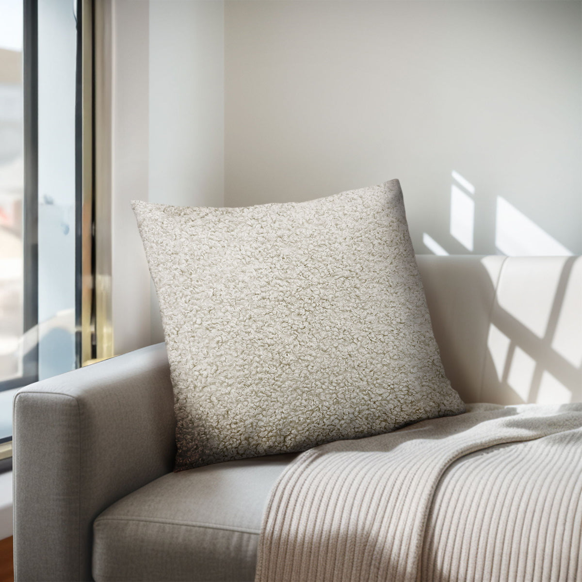 Tara - Solid Boucle Square Pillow - Beige