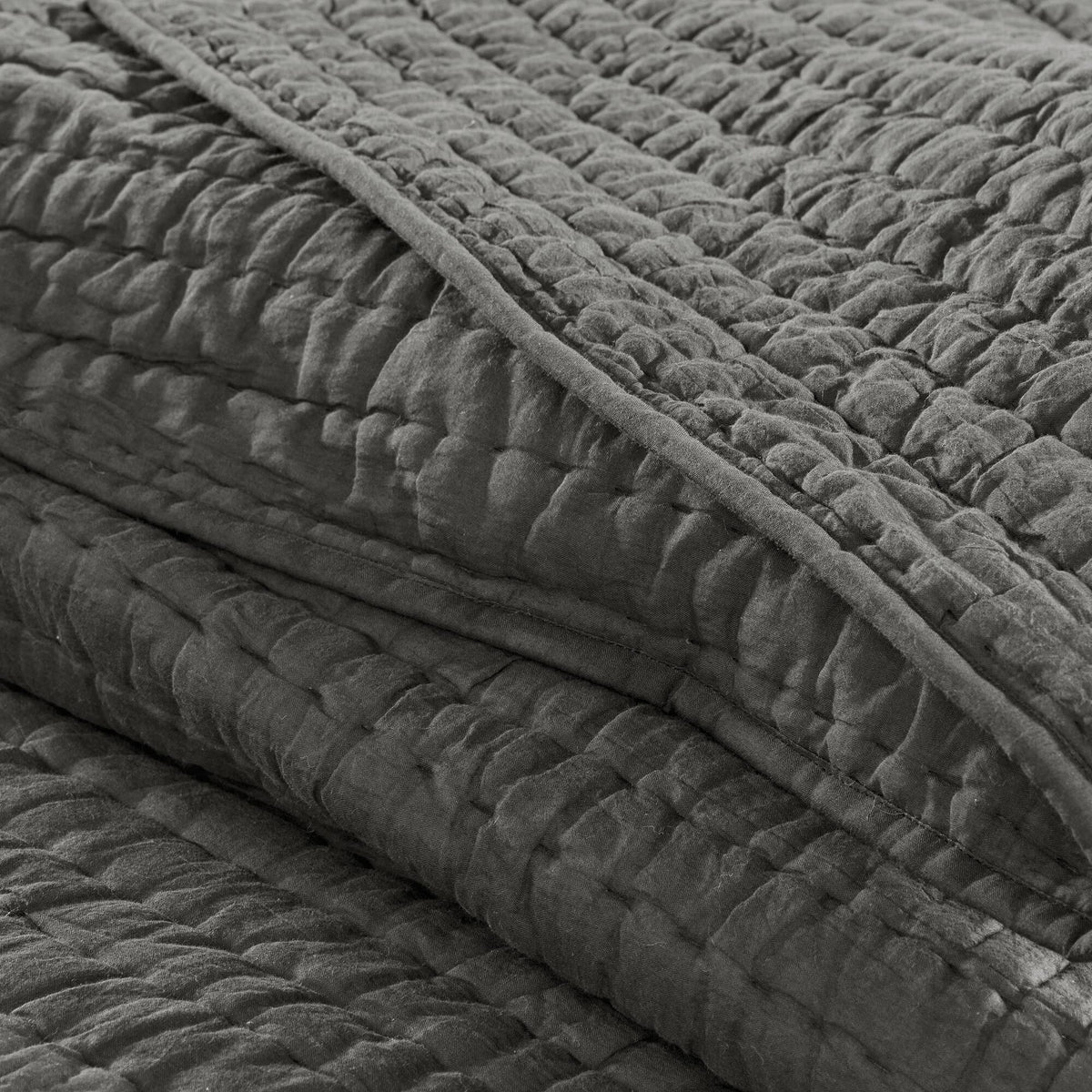 Serene - Hand Quilted Coverlet Set - Gray