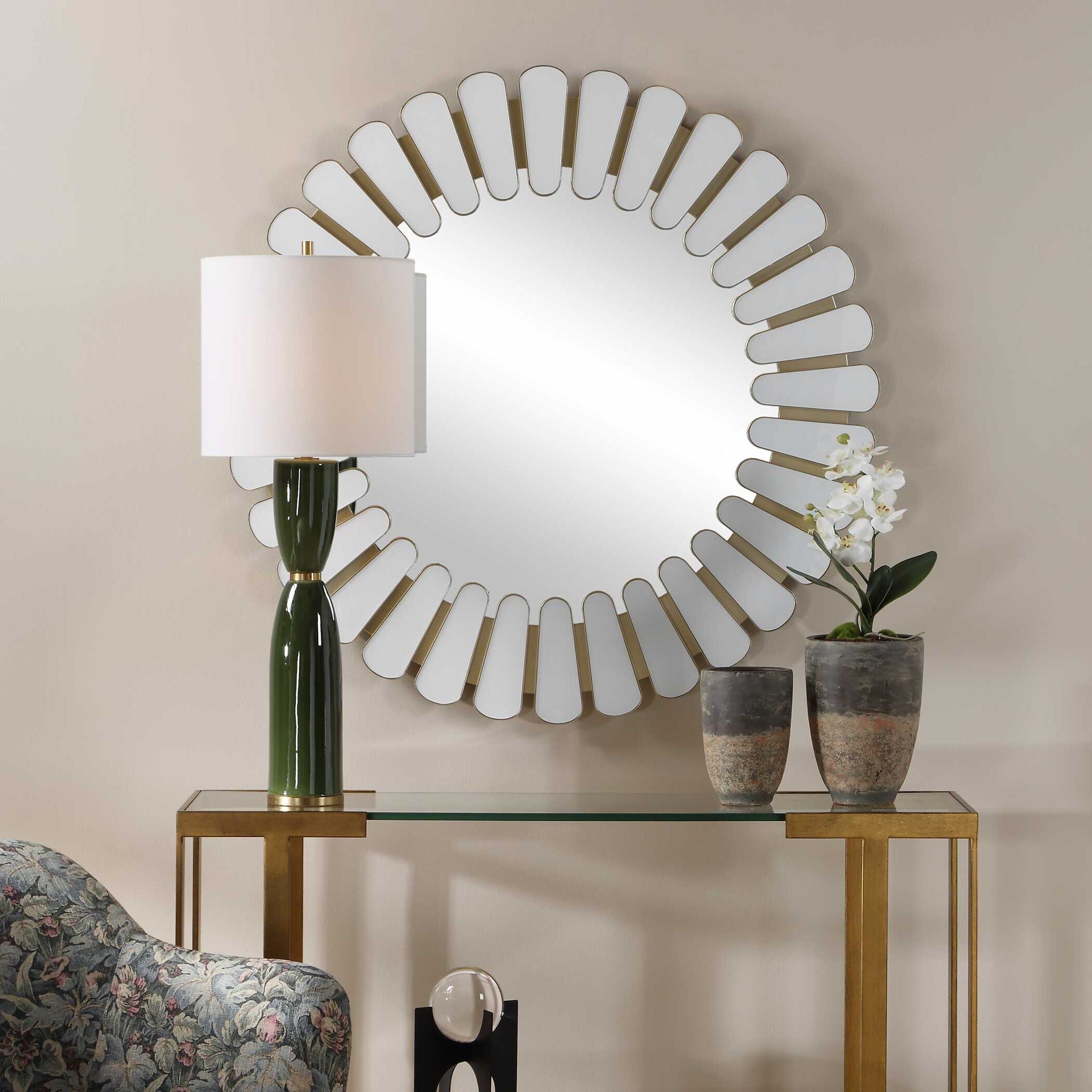 Miran - Glass Round Mirror - White