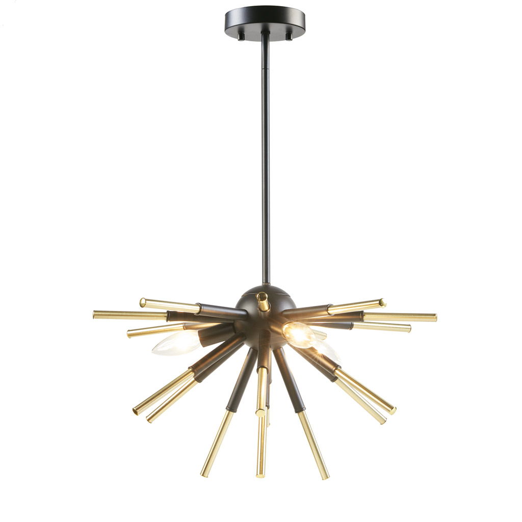 Ely - 3-Light Spiked Chandelier - Matte Black /Gold