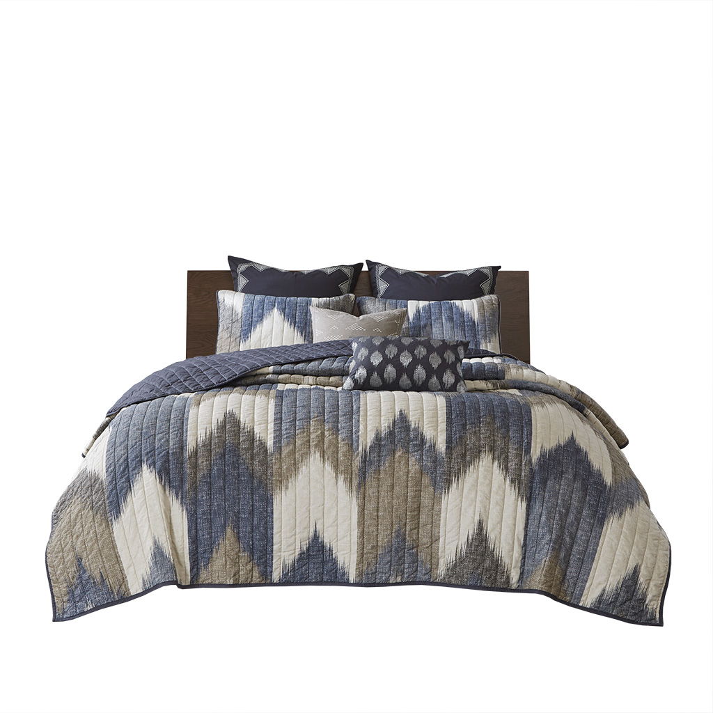 Alpine - 3 Piece Printed Coverlet Set - Navy
