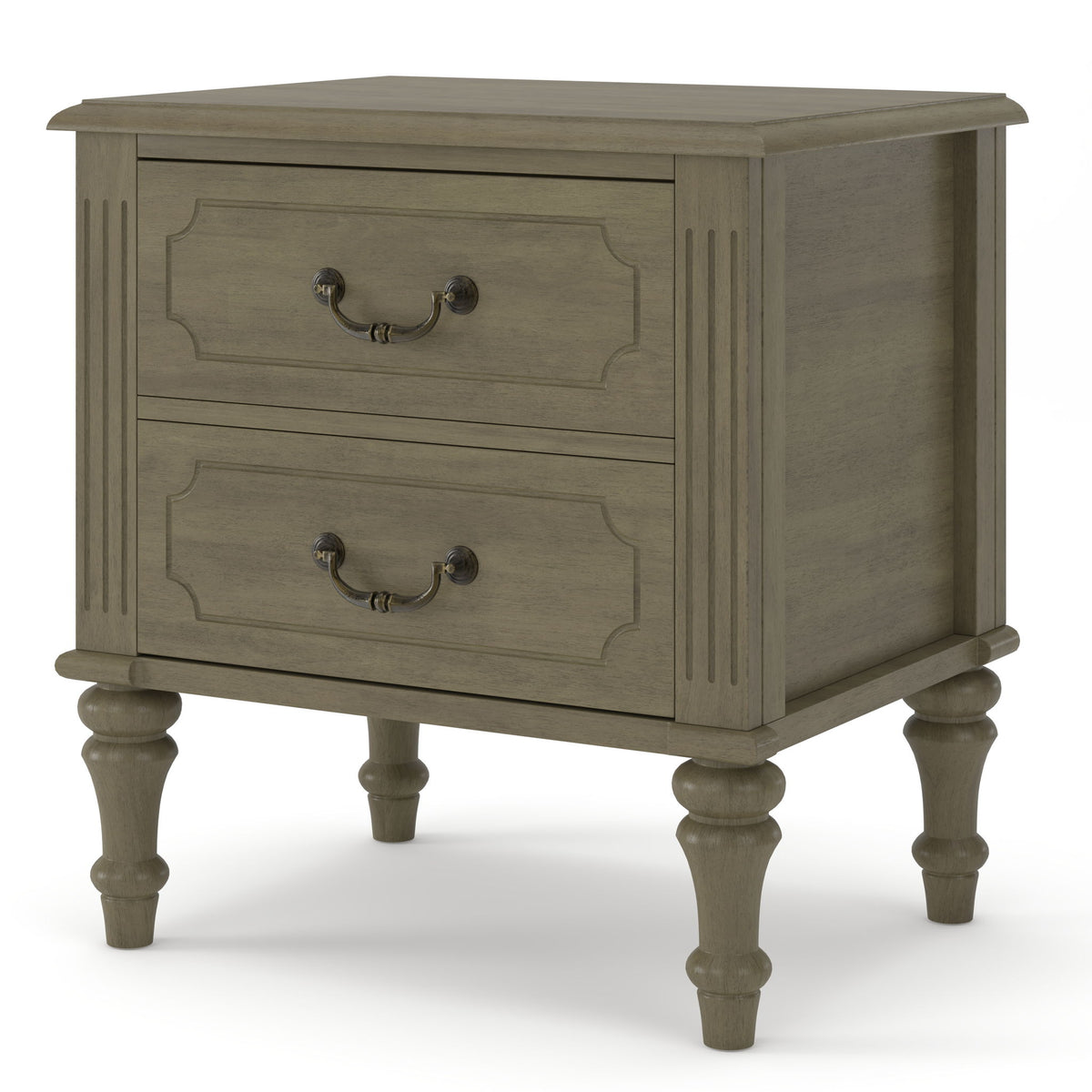 Fluted Nightstand With 2 Drawers, Bedside Table