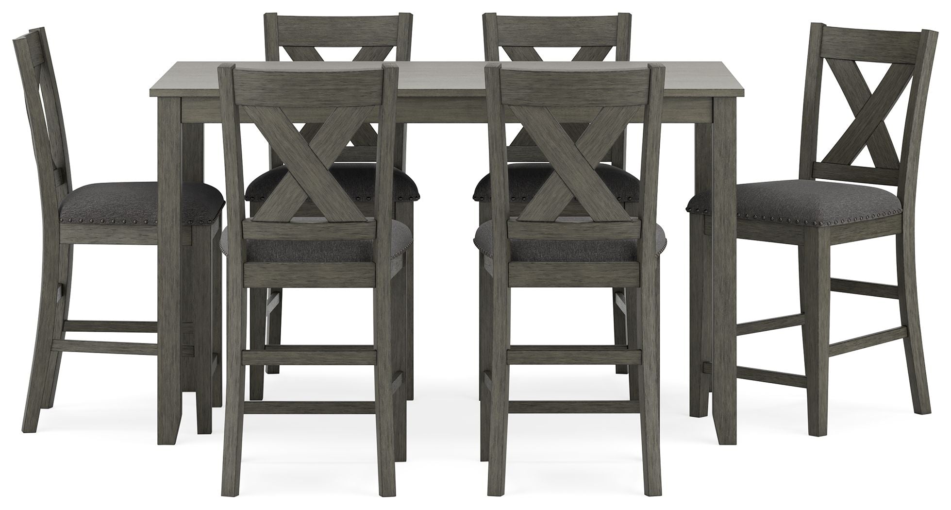 Caitbrook - Rect Drm Counter Table Set (Set of 7) - Gray