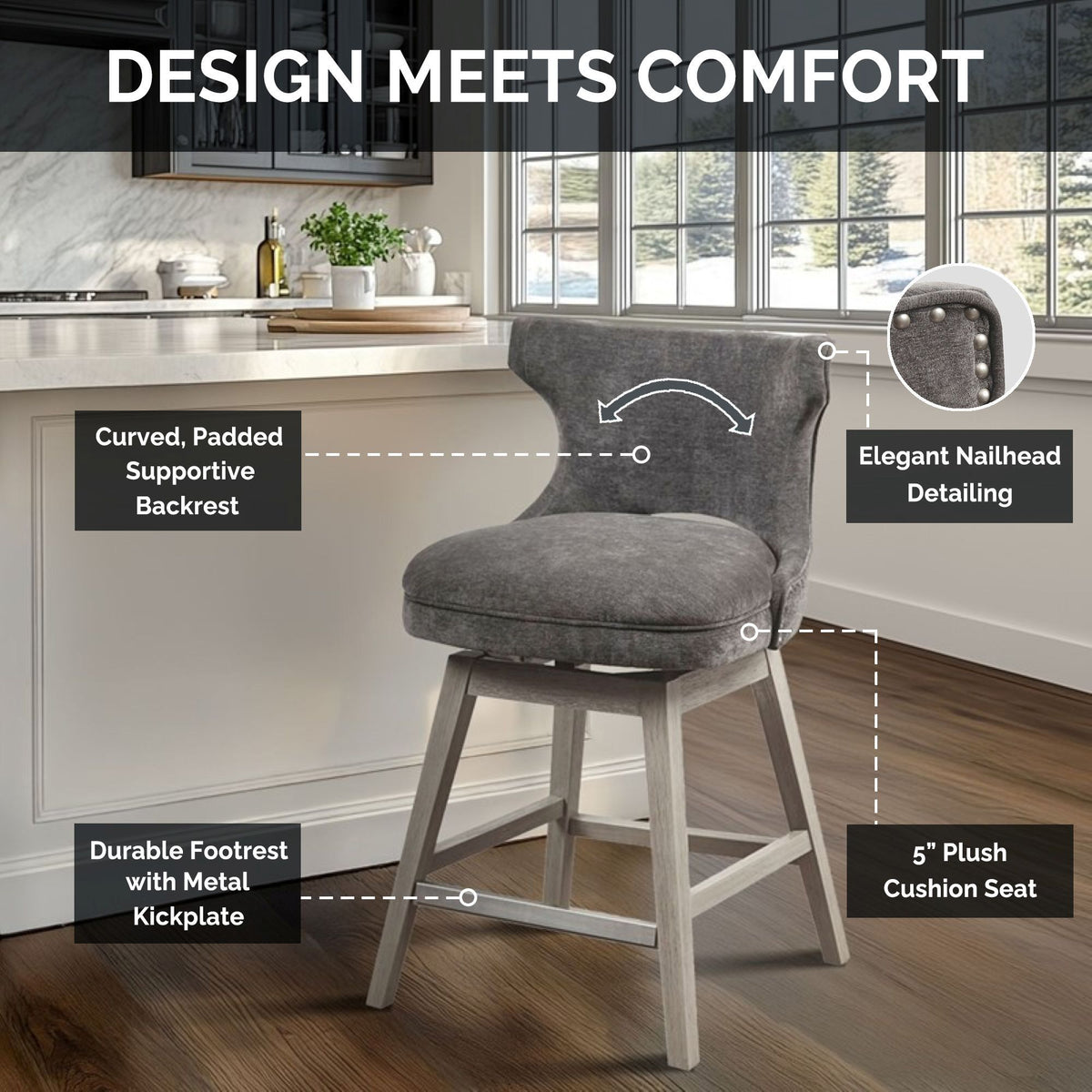 Emmett - 25.75" Swivel Counter Stool - Beige